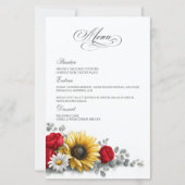 Sunflower and Red Rose Floral Wedding Menu (Voorkant)