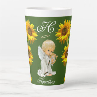 Sunflower Angel Floral Latte Mok