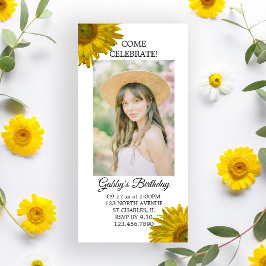 Sunflower Anniversaire Carte photo de l'invitation