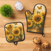 Sunflower Apron Ovenwant & Pannenlap Set (Top down)