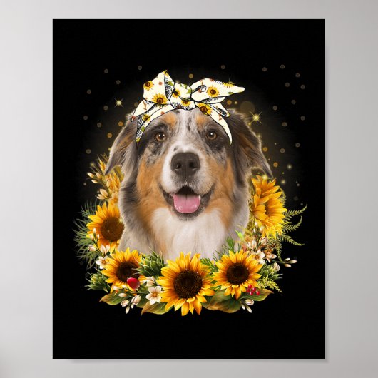 Sunflower Australian Shepherd Dog Moederdag voor Poster (Voorkant)
