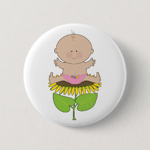 Sunflower Baby Girl Ronde Button 5,7 Cm