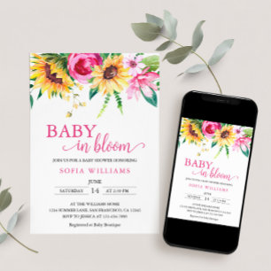Sunflower Baby in Bloom Baby shower Invitation
