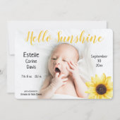 Sunflower Baby Rustic Photo Faire-part de naissanc (Devant)
