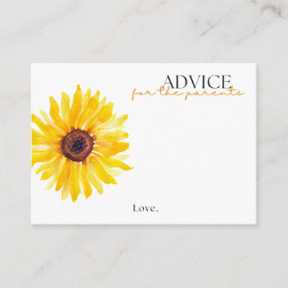 Sunflower Baby Shower Advice Card | Floral Advice Advieskaart