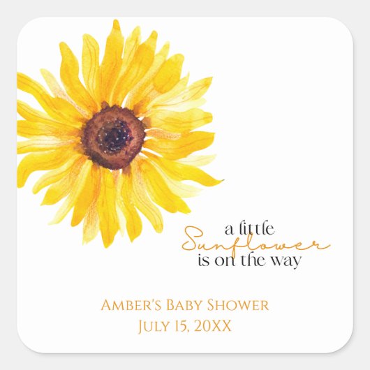 Sunflower Baby Shower Favor Stickers (Voorkant)
