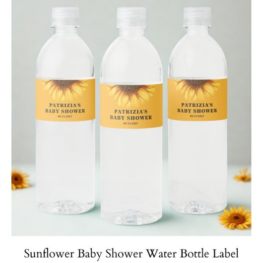 Sunflower Baby Shower Waterfles Etiket