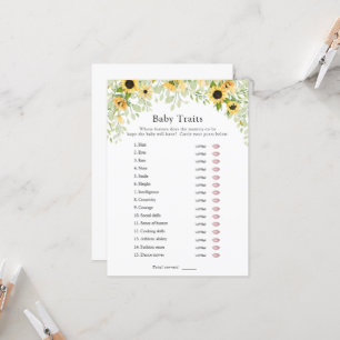 Sunflower Baby Traits Douche Jeu Invitation