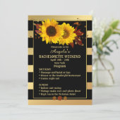 Sunflower Bachelorette Weekend Programme Uitnodigi Kaart (Staand voorkant)