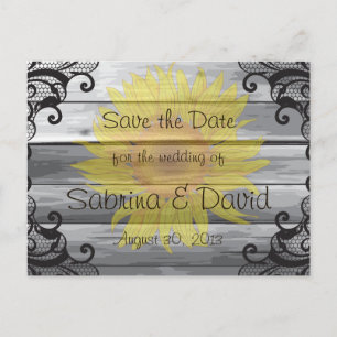 Sunflower Barn Wood Collectie Save the Date Aankondigingskaart