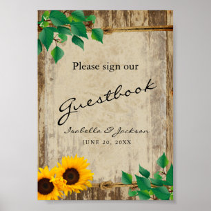 Sunflower Barn Wood Guestbook Poster