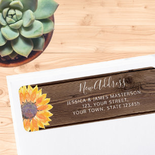 Sunflower Barn Wood New Home Return Address Etiket