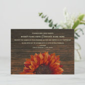 Sunflower & Barnwood Russe Faire-part de mariage (Debout devant)