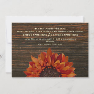 Sunflower & Barnwood Russe Faire-part de mariage