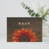 Sunflower & Barnwood Rustic Wedding RSVP (Staand voorkant)