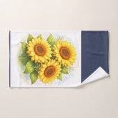 Sunflower Bath Towel Set Watercolor (Serviette à main)