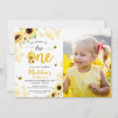 Sunflower Bee Anniversaire Invitation Honey Sweey  (Devant)