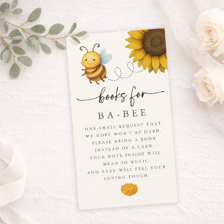 Sunflower Bee Baby Shower Book Request Card Visitekaartje