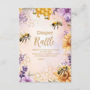 Sunflower Bee Baby shower Diapper Raffle Informatiekaartje
