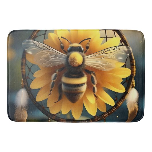 Sunflower Bee Dreamcatcher, Badmat (Voorkant)