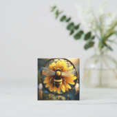 Sunflower Bee Dreamcatcher, Vierkante Visitekaartje (Staand voorkant)
