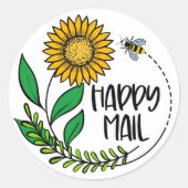 Sunflower Bee Happy Mail Petite entreprise Sticker (Devant)