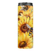 Sunflower Bee Naam toevoegen Aangepaste Gift Thermosbeker (Achterkant)