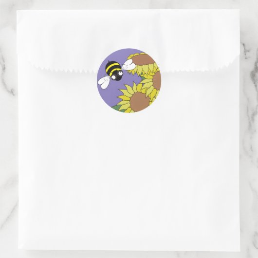 Sunflower Bee Ronde Sticker (Tas)