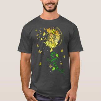 Sunflower Believe Gold Ribbon Childhood Cancer Awa T-shirt