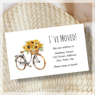 Sunflower Bicycle I've Moved Faire-part Card
