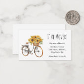 Sunflower Bicycle I've Moved Faire-part Card (Devant/Arrière en situation)