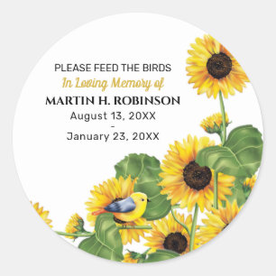 Sunflower Bird Seed Packet Funeral Memorial Ronde Sticker
