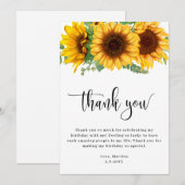 Sunflower BIrthday Bedankkaart (Voorkant / Achterkant)