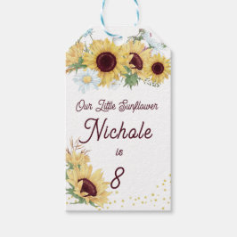 Sunflower Birthday Invitation, 8e verjaardag Cadeaulabel