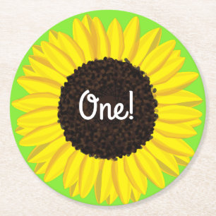 Sunflower Birthday Party Ronde Kartonnen Onderzetter