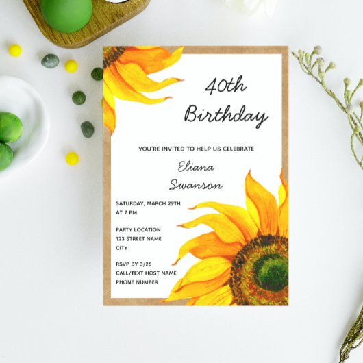 Sunflower Birthday Uitnodiging