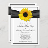 Sunflower Black Ribbon Weddenschap Kaart (Voorkant / Achterkant)
