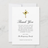 Sunflower Black Script Cross foto begrafenis Bedankkaart (Achterkant)