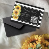 Sunflower Black Stripe Mariage QR Code RSVP Répons