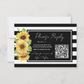 Sunflower Black Stripe Mariage QR Code RSVP Répons (Devant)
