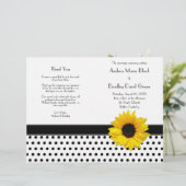 Sunflower Black White Polka Programme de mariage (Debout devant)