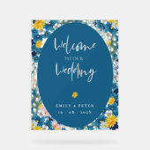 Sunflower Bleu Jaune Bienvenue À Notre Mariage (Recto)