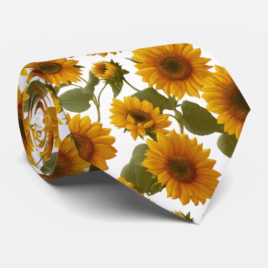 Sunflower Bloom Floral Pattern Stropdas (Opgerold)