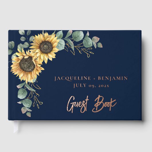 Sunflower Bloom Verdure Script Mariage moderne (Recto)