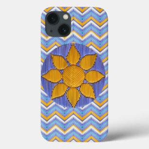 Sunflower Blue Chevron iPhone 13 Hoesje