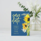 Sunflower Blue Enregistrer la date Invitation (Debout devant)