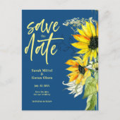 Sunflower Blue Enregistrer la date Invitation (Devant)