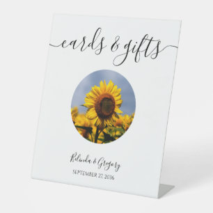 Sunflower Blue Sky Rustic Wedding Cards & Gifts Reclamebord Met Voetstuk