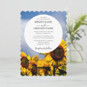 Sunflower Blue Sky Rustic Wedding Invitations (Debout devant)