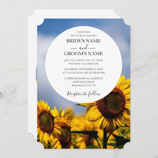 Sunflower Blue Sky Rustic Wedding Invitations (Devant / Derrière)